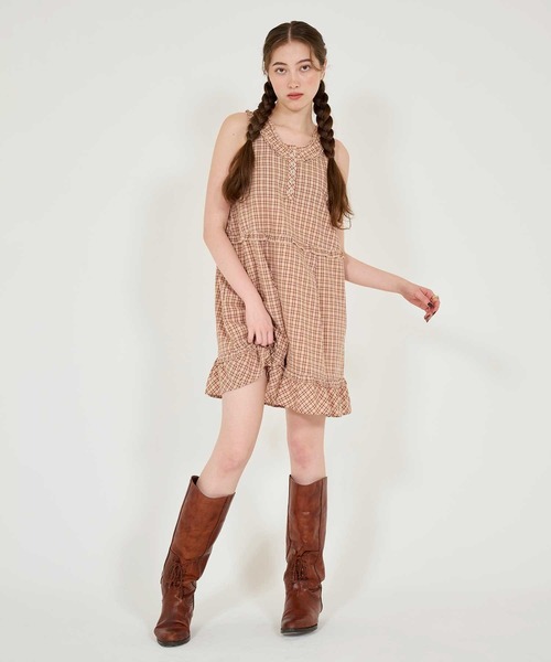 「TINA:JOJUN」 ノースリーブワンピース M サーモンピンク レディース_画像4