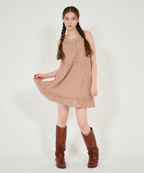 「TINA:JOJUN」 ノースリーブワンピース M サーモンピンク レディース_画像5
