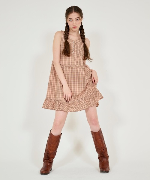 「TINA:JOJUN」 ノースリーブワンピース M サーモンピンク レディース_画像6