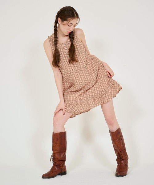 「TINA:JOJUN」 ノースリーブワンピース M サーモンピンク レディース_画像7