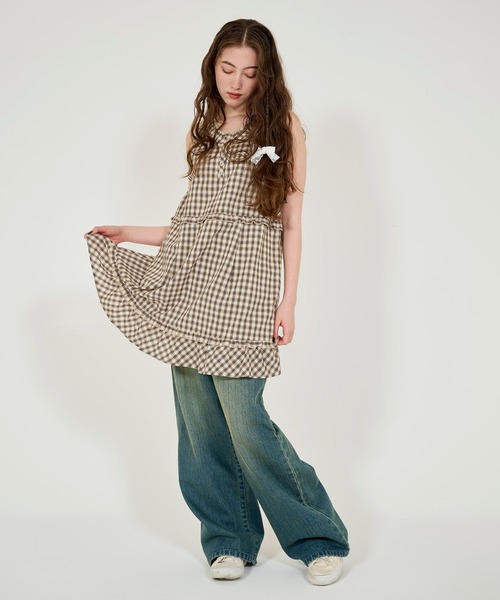 「TINA:JOJUN」 ノースリーブワンピース M サーモンピンク レディース_画像9