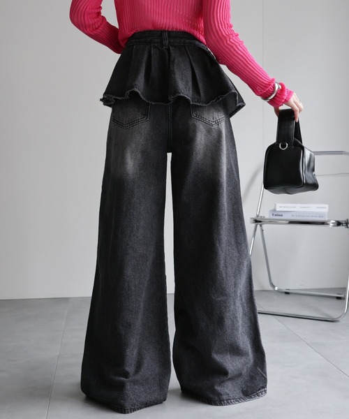 「CREARE -LINO-」 デニムパンツ L ブルー レディース_画像4