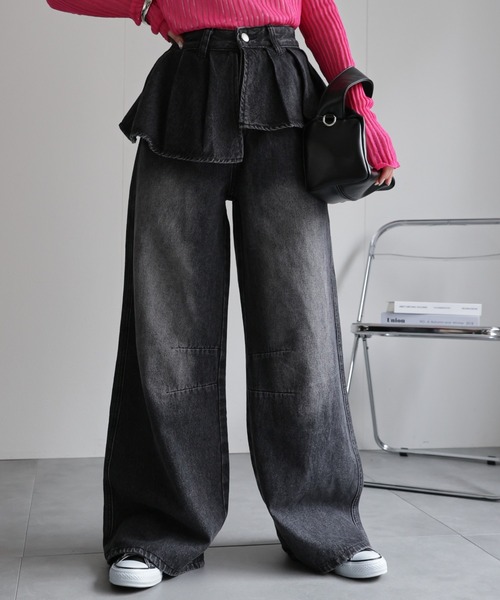 「CREARE -LINO-」 デニムパンツ L ブルー レディース_画像6