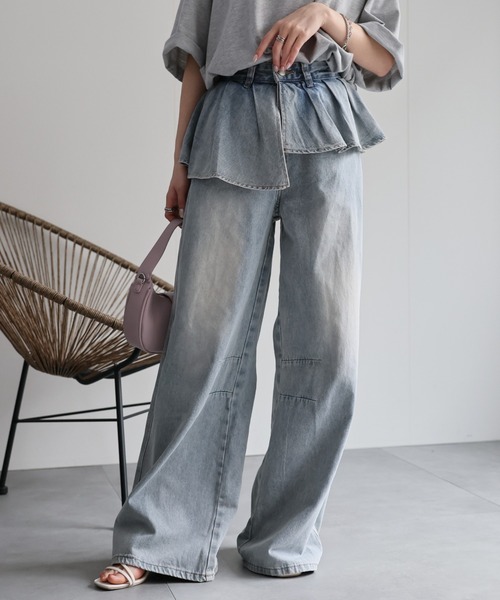 「CREARE -LINO-」 デニムパンツ L ブルー レディース_画像8