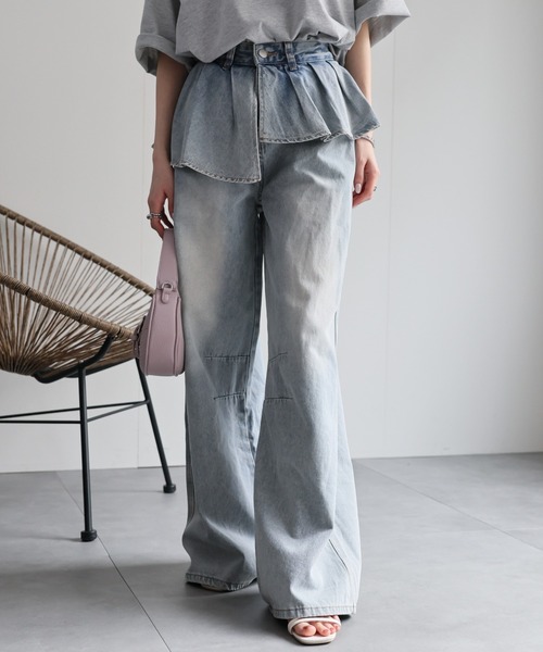 「CREARE -LINO-」 デニムパンツ L ブルー レディース_画像9