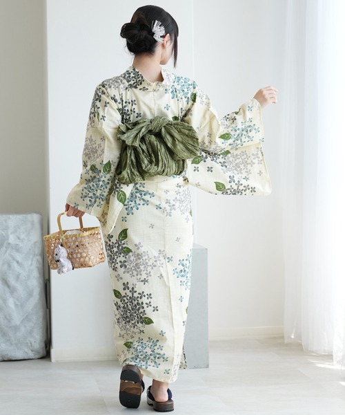 utatane 浴衣 浴衣3点セット 綿麻 美人あじさい レディース : ZOZOTOWN