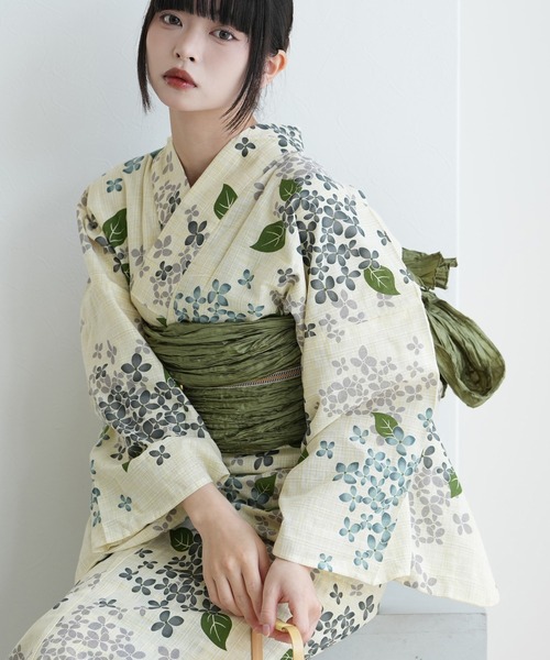 utatane 浴衣 浴衣3点セット 綿麻 美人あじさい レディース : ZOZOTOWN