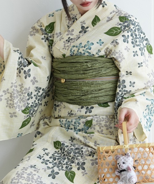 utatane 浴衣 浴衣3点セット 綿麻 美人あじさい レディース : ZOZOTOWN