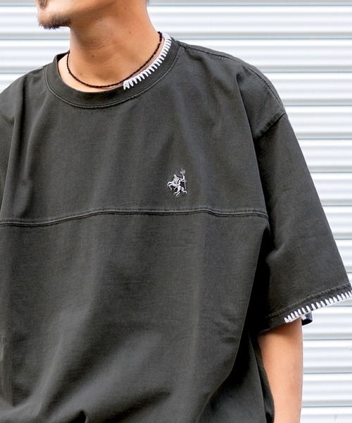 tシャツ 「JaVa ジャバコラボ」レトロモダンな大人カジュアルTee。Tシャツワンポイントハンド刺繍ピグメントTシャツ メンズ レディース | Java