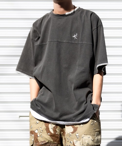 tシャツ 「JaVa ジャバコラボ」レトロモダンな大人カジュアルTee。Tシャツワンポイントハンド刺繍ピグメントTシャツ メンズ レディース | Java | 11