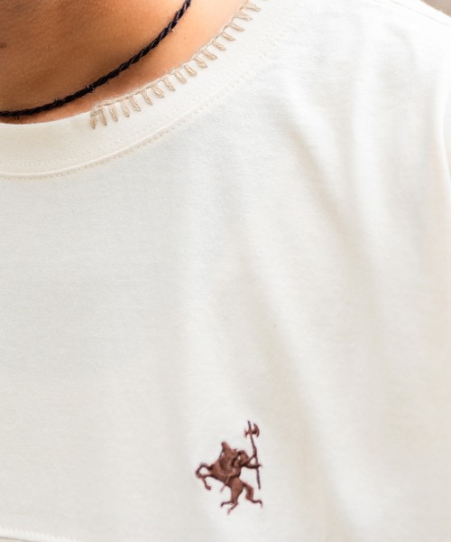 tシャツ 「JaVa ジャバコラボ」レトロモダンな大人カジュアルTee。Tシャツワンポイントハンド刺繍ピグメントTシャツ メンズ レディース | Java | 13