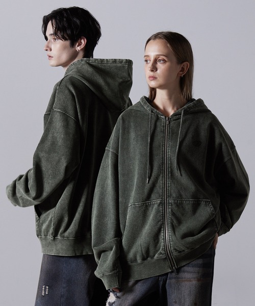 うの様CLEL ヘビーウェイト ロゴ刺繍フルジップパーカー CLEL パーカー 「CLEL」Heavy Weight Logo Embroidered Full-Zip