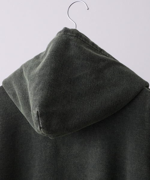【CLEL】ヘビーウェイト ロゴ刺繍フルジップパーカーヴィンテージチャコールS AIVER パーカー AIVER ヘビーウエイト刺繍ラグランフルジップ