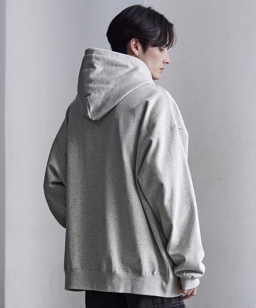 CLELヘビーウェイト ロゴ刺繍ジップパーカー　チャコールグレー CLEL（クレイル） パーカー 「CLEL」Heavy Weight Logo Embroidered