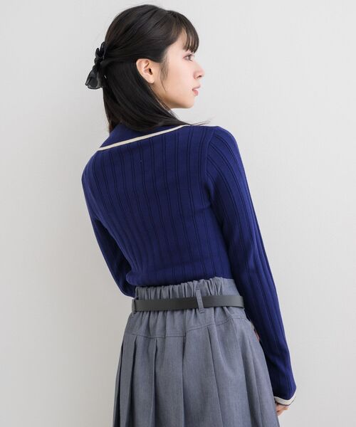 トップス AM Emsexcite（エムズエキサイト） ニット バイカラー襟ZIPNT レディース