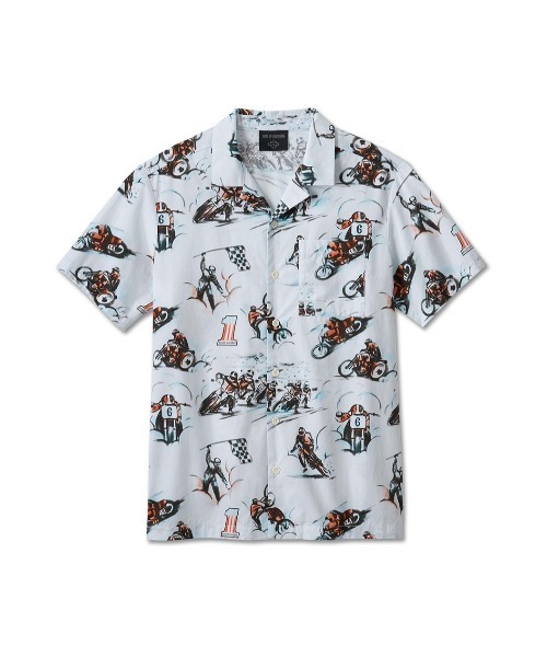 HARLEY-DAVIDSON☆アロハシャツ メンズ半袖シャツ L HARLEY DAVIDSON(ハーレーダビッドソン) Silk cotton aloha