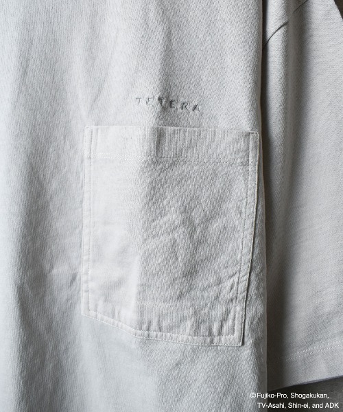 tシャツ 「TETERA×ドラえもん」OVER DYE T-SH-L-LGRAY / ドラえもん刺繍 オーバーダイ加工 ショートスリーブ Tシャツ t TETERA tシャツ 「TETERA×ドラえもん」OVER DYE T-SH-L-LGRAY