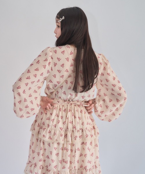 ワンピース 「裏地付き」花柄シフォンミニワンピース レディース 