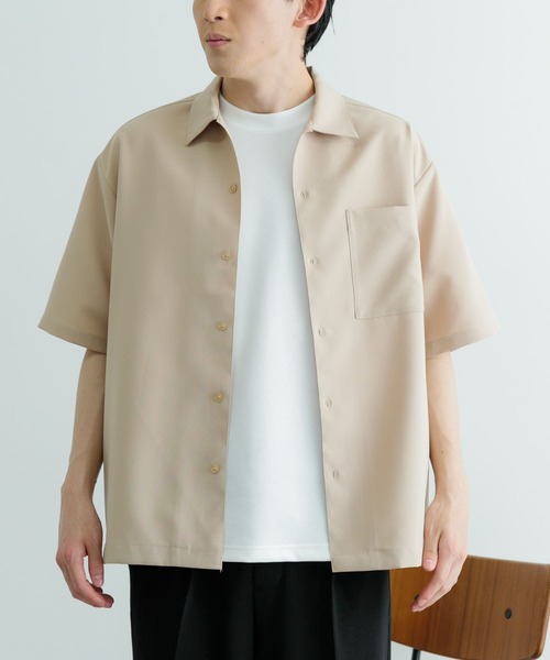 セットアップ　ITEMS URBAN RESEARCH ベージュ半袖シャツ　L ITEMS URBANRESEARCH シャツ 「セットアップ対応」吸水速乾