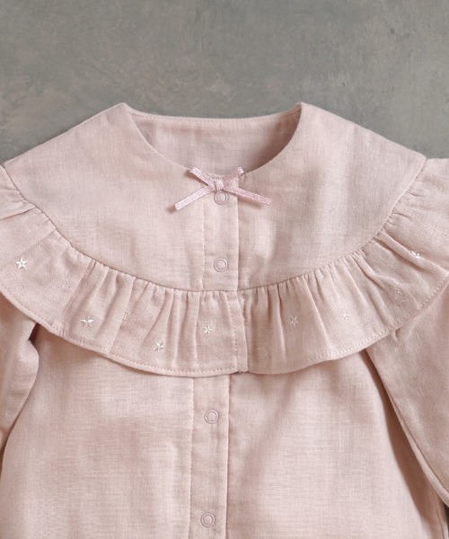 ベビー服 ロンパース 「10mois(ディモワ)」star刺繍フリルWガーゼ　2wayドレス 50-70cm / ツーウェイオールの画像