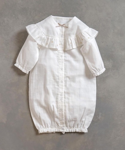 ベビー服 ロンパース 「10mois(ディモワ)」star刺繍フリルWガーゼ　2wayドレス 50-70cm / ツーウェイオールの画像