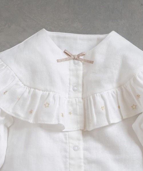 ベビー服 ロンパース 「10mois(ディモワ)」star刺繍フリルWガーゼ　2wayドレス 50-70cm / ツーウェイオールの画像