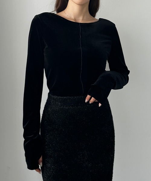 Louere（ルエレ） tシャツ 「取り外し可能パット付き」バックオープン