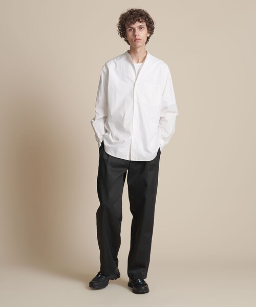 Wythe ワイス コットンリネンツイル プリーツチノパンツ ホワイト白 生成り WYTHE /コットンリネンツイル プリーツチノ | WYTHE