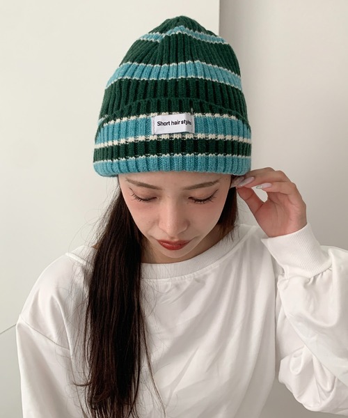 lilful ニット帽 ニットキャップ マルチボーダー ニットキャップ