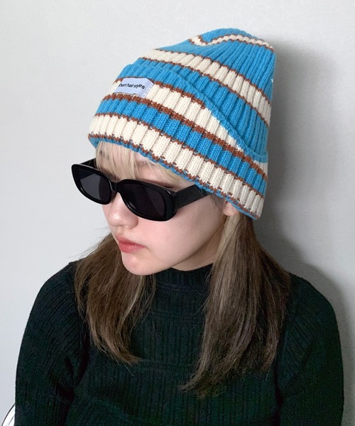 lilful ニット帽 ニットキャップ マルチボーダー ニットキャップ