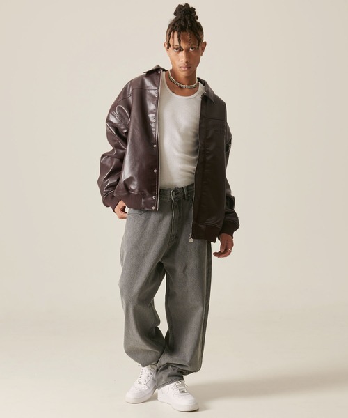 ビッグシルエット　FUBU ボンバージャケット　MA-1 人気ショップ 楽天市場】FUBU レザージャケット 長袖 メンズ