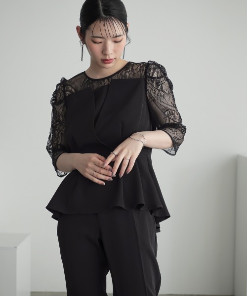 フリルワンピース ペプラム 細見え 結婚式 お呼ばれ 春夏秋 KOEISTORE パーティードレス レディース 春 夏 春夏 紺 黒