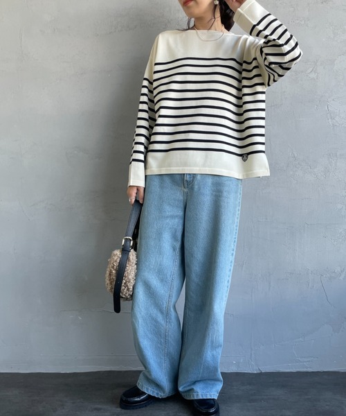ORCIVAL（オーシバル） ニット セーター ボートネック パネルボーダー