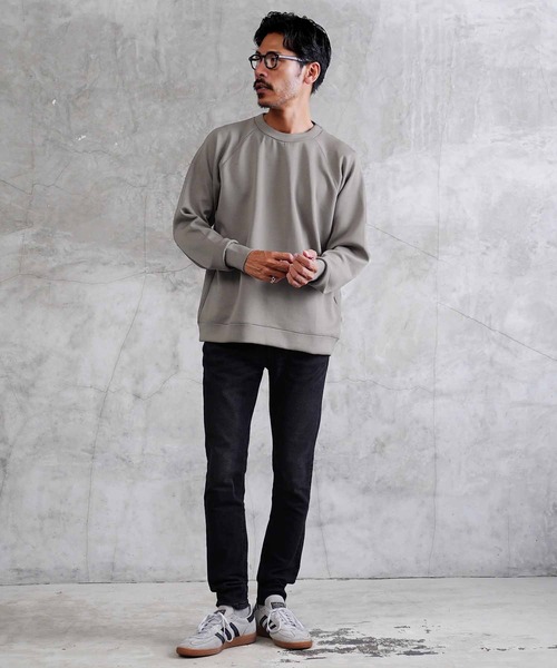 【プロフ必読★ともみんみん】CLOVE スウェット トレーナー ブラック Men Utility Cotton Crew Neck Long Sleeve T-Shirt(1(MEN