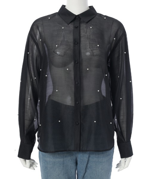 ブラウス シャツ SHEER PEARL SHIRT/シアーパールシャツ レディース SHEER PEARL SHIRT/シアーパールシャツ（シャツ/ブラウス