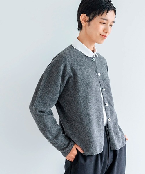 D カーディガン ラムウール×カシミヤ ポケットカーディガン レディース