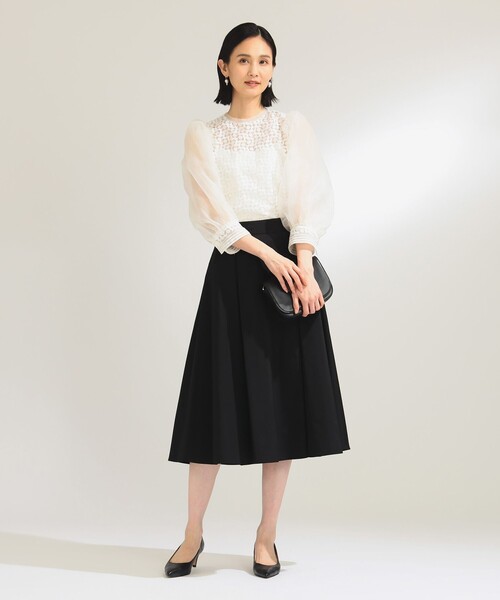 「Demi-Luxe BEAMS」 7分袖ブラウス 38 ブラック レディース Demi-Luxe BEAMS 「Demi-Luxe BEAMS」 7分袖ブラウス 38