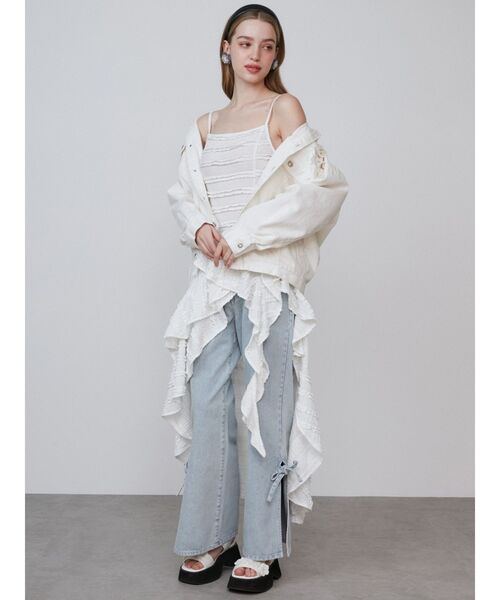 モスキーノ ジーンズ ジャケット 花柄 CALNAMUR デニムジャケット gジャン 3D FLOWER DENIM BLOUSON/3D