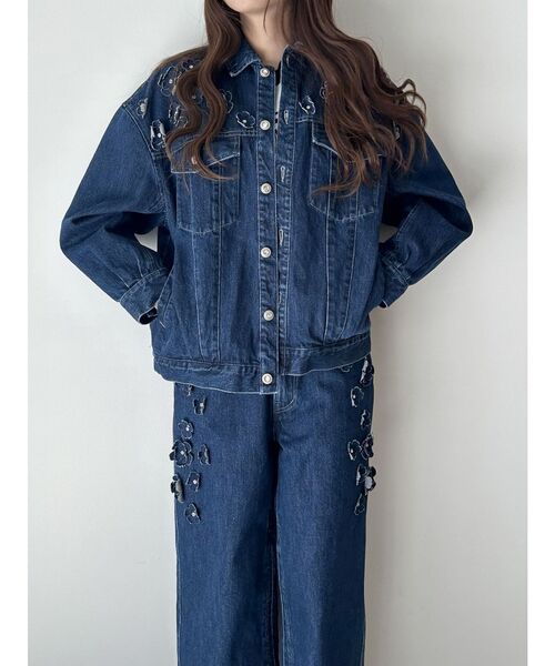 驚きの値段で CALNAMUR デニムジャケット BLOUSON/3D DENIM FLOWER 3D gジャン ジャケット・アウター
