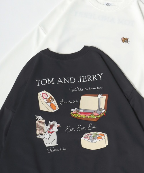 トレーナー スウェット 2025SS Tom and Jerry/トム＆ジェリー オーバーサイズ 裏起毛 キャラクターバックプリント クルーネックスウ トレーナー スウェット 2025SS Tom and Jerry/トム＆ジェリー
