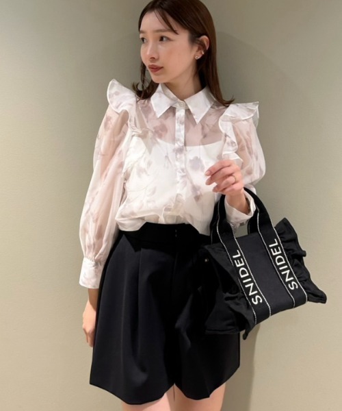 SNIDEL ブラウス シャツ オーガンジーフリルブラウス レディース