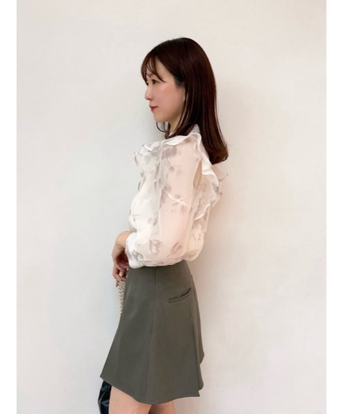 SNIDEL ブラウス シャツ オーガンジーフリルブラウス レディース