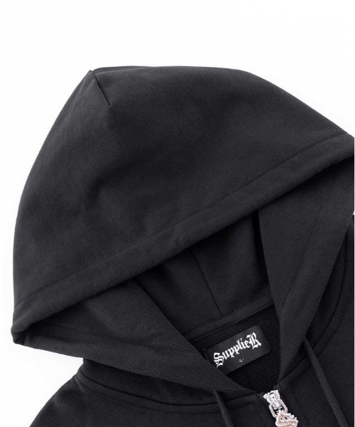 パーカー SUPPLIER/サプライヤー/2-Tone Rhinestone Cross Zip Hoodie 