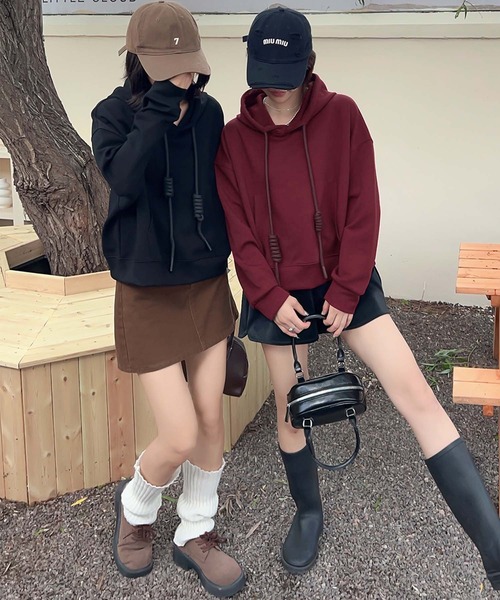 激レア★ボア 配色パーカー★(IVO)★入手困難 男女兼用★可愛すぎます♫ aimoha（アイモハ） パーカー 「ABC」ロゴプリントフーディー