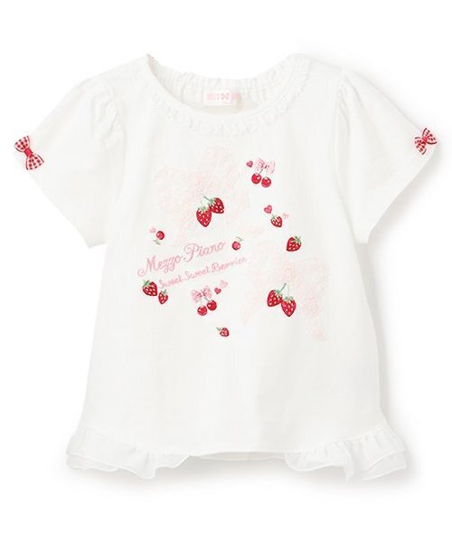 メゾピアノ★レア★いちご　Tシャツ セール 50%OFF】メゾピアノ mezzo piano イチゴアップリケ半袖T