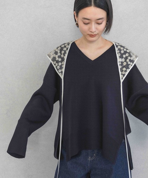 花柄ストライプスカーフ ジッパー付き lala-boutique_322080scf