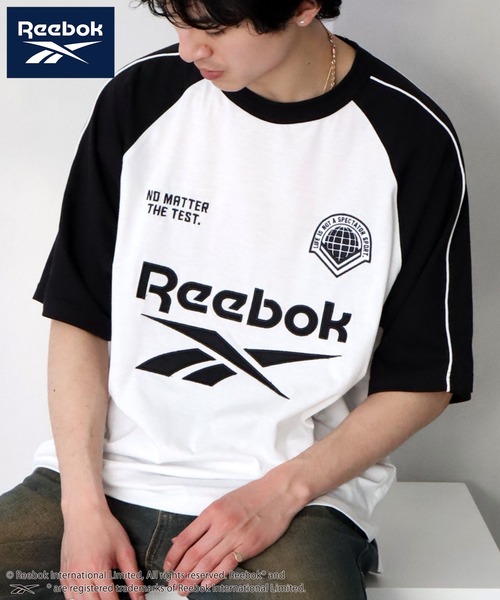 [Reebok] リーボック Tシャツ T-shirt 送料関税込み Reebok tシャツ 「Reebok/リーボック」ワッペン刺繍 ラグラン