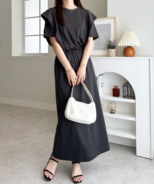 【ゆったりエレガント！】 HERMES  ワンピース ZUCCa / S コットンバックサテン / ワンピース(M charcoal gray