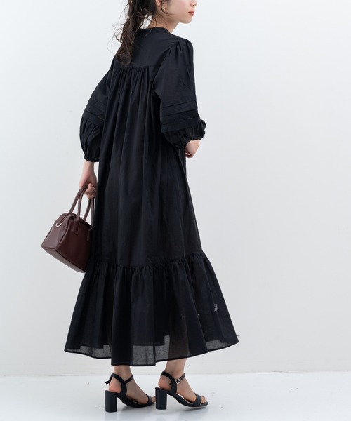 ワンピース 「refinedworks」たっぷり ギャザー が 魅力的な 綿ローン