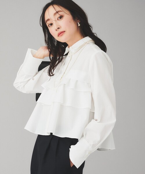 【美品】Marilyn Moon ラッフルプリーツレイヤードトップス ブラウス 美品】Marilyn Moon ラッフルプリーツレイヤードトップス ブラウス